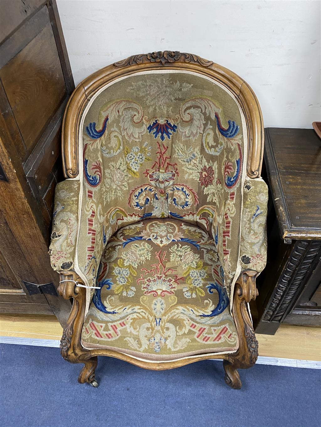 A Victorian walnut armchair